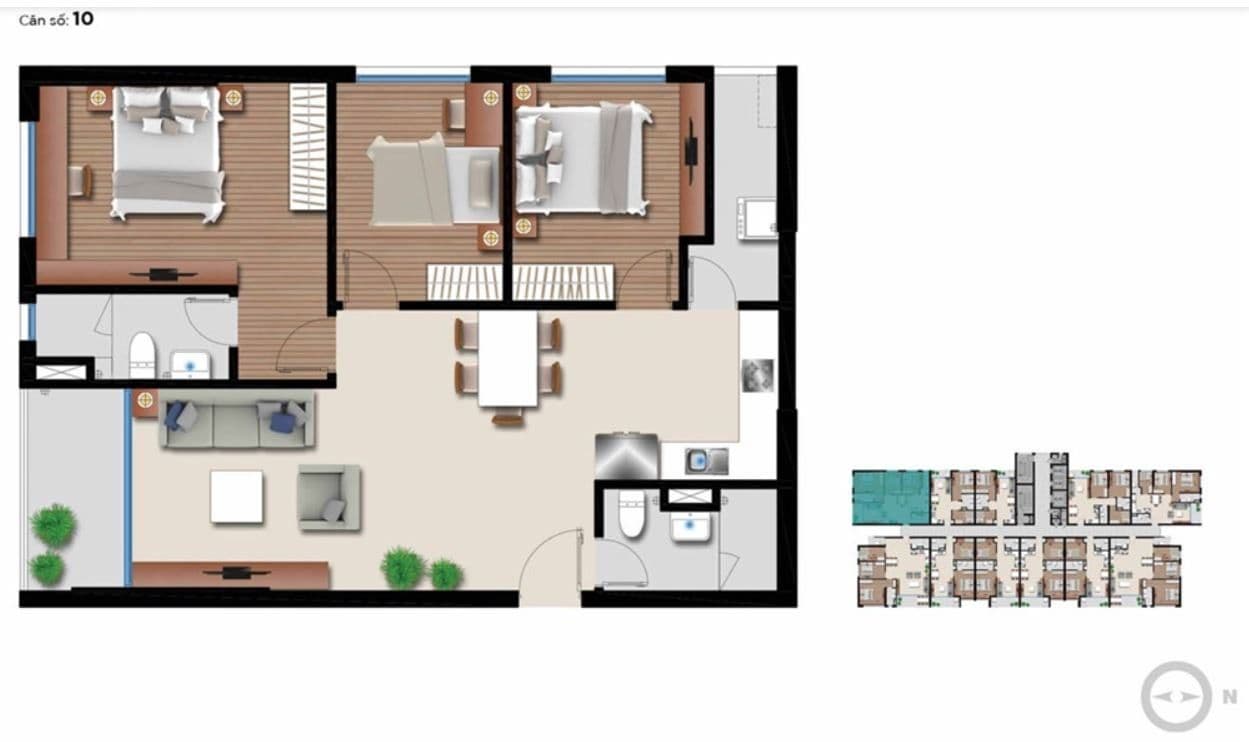 Mặt bằng thiết kế căn 98 m² An Gia Riverside do chủ đầu tư công bố