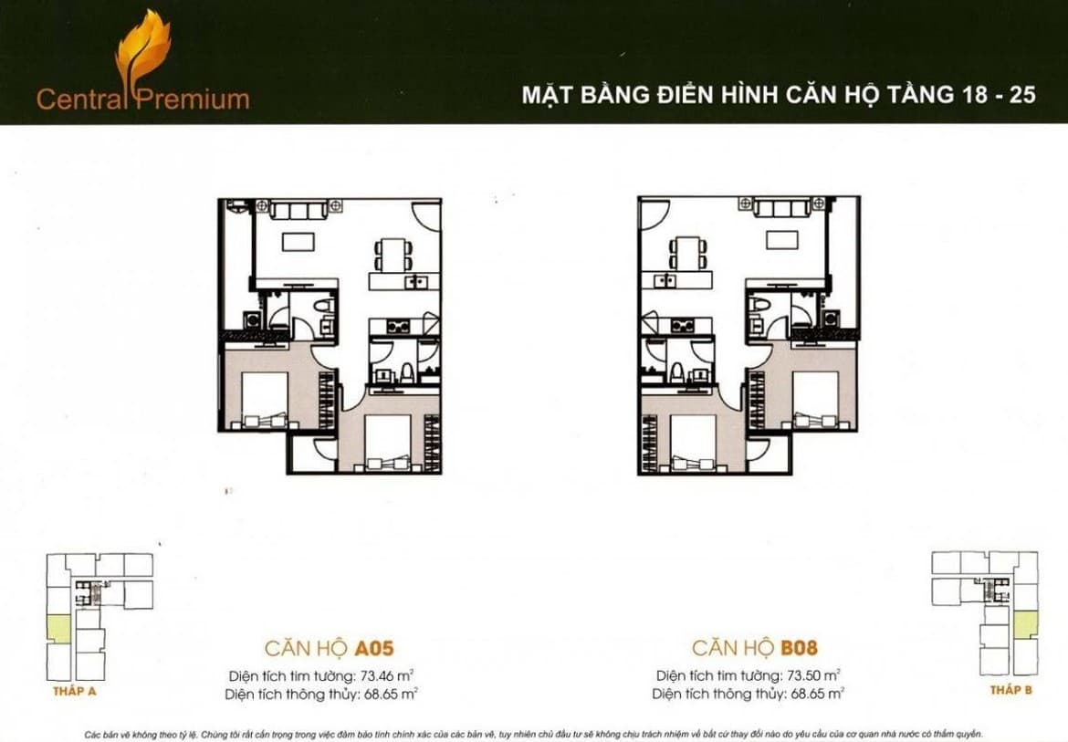 Phòng khách căn hộ Central Premium Quận 8