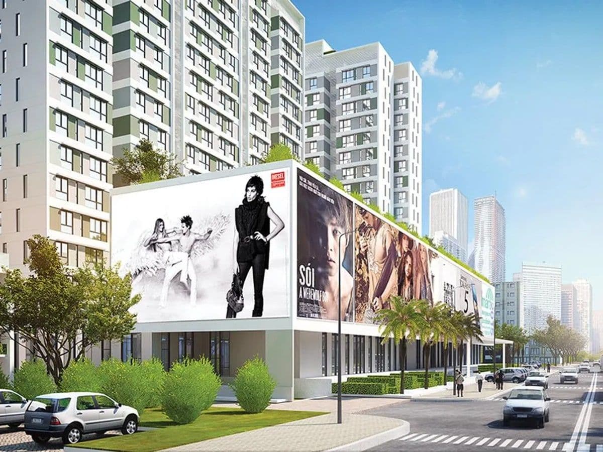 Toà nhà CitiHome nhìn từ đường nội bộ khu dân cư Cát Lái