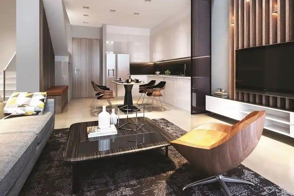 Khu bếp và bàn ăn căn 2 phòng ngủ 105 m² tại Estella Heights
