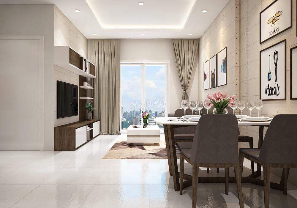 Khu bếp và bàn ăn căn 1 phòng ngủ 52 m² tại Heaven Riverview