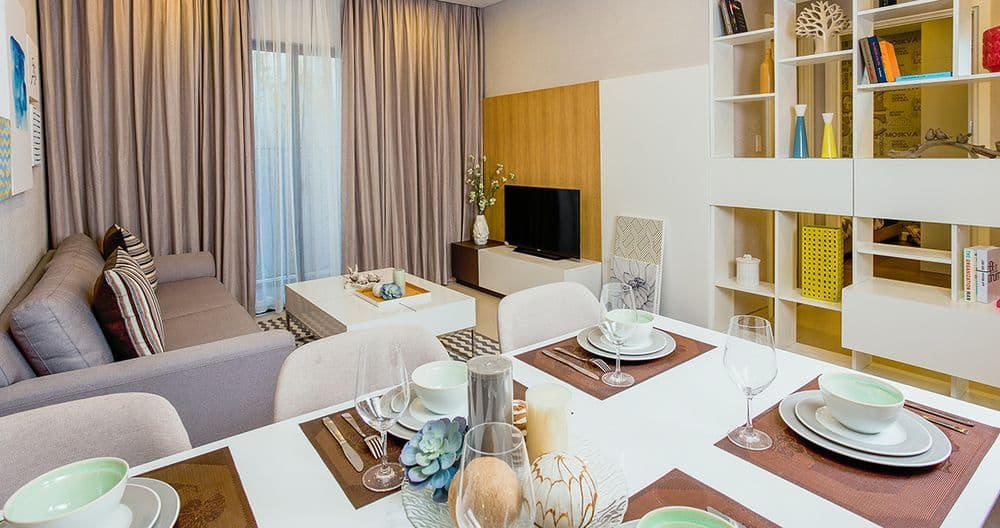 Không gian chính của căn 3 phòng ngủ góc 90 m² tại M One Nam Sài Gòn, Quận 7