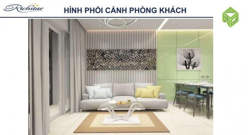 Phòng khách căn hộ 2 phòng ngủ tại Richstar Tân Phú